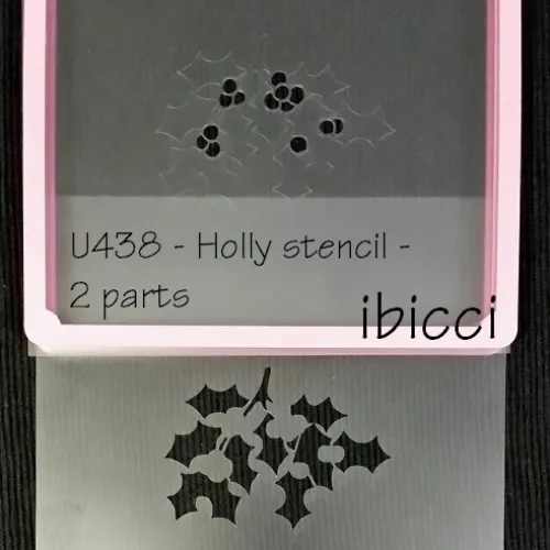 ibicci Christmas Holly Spray stencil showing the 2 parts